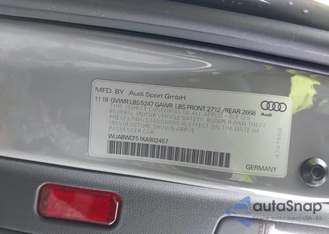 2019 Audi Rs 5 2.9T z USA, uszkodzony, nr VIN WUABWCF51KA902457